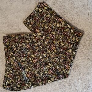 JJill Chino pant, 10P, pretty floral pattern,  black, pink, green,  white